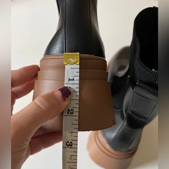 Primark Women’s Black/Brown Sz 5 Chunky Chelsea Boots Pull On - Picture 8 of 12